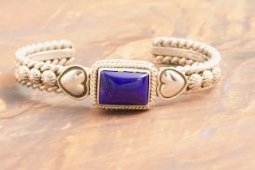 Artie Yellowhorse Genuine Blue Lapis Sterling Silver Heart Bracelet
